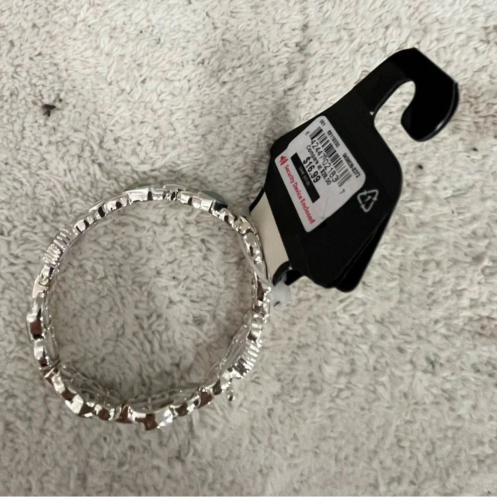 Napier Silver Bracelet with Light‎ Green Gemstones